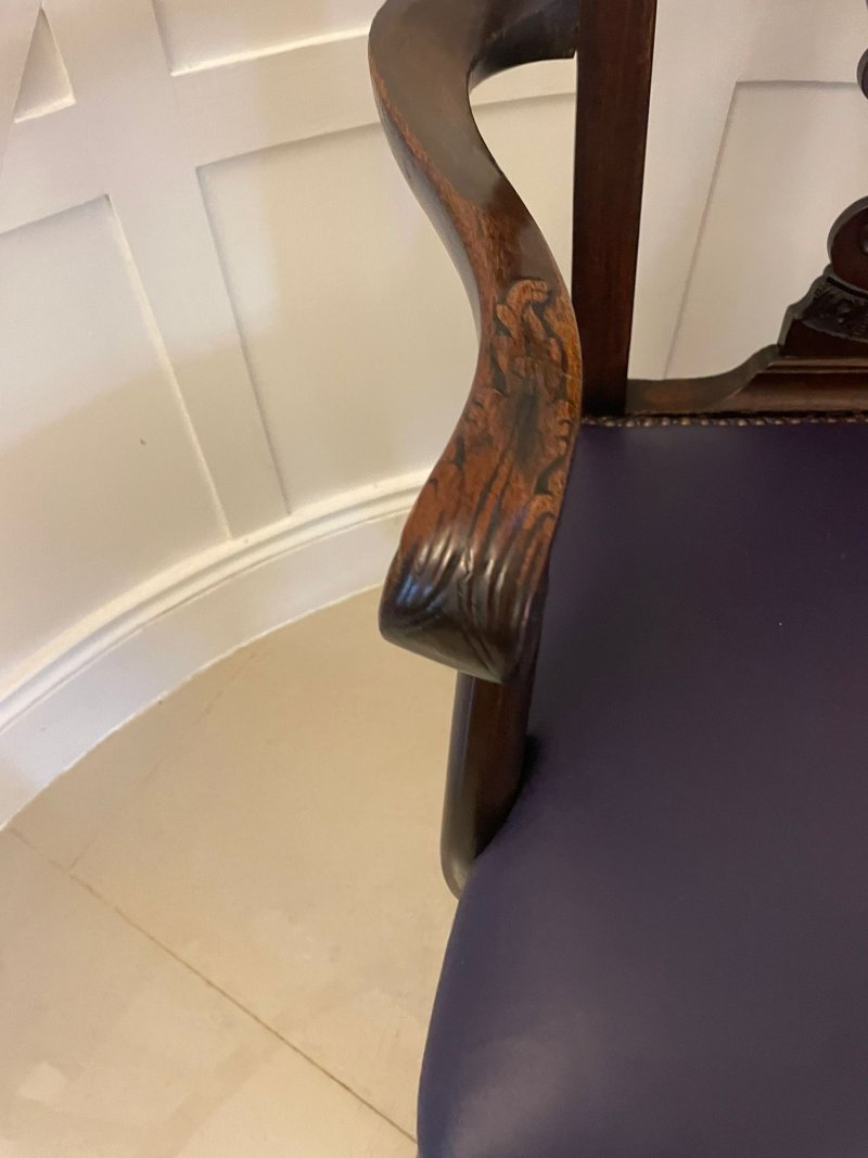 Outstanding Quality Set of 8 Antique Victorian Carved Mahogany Dining Chairs - Image 8